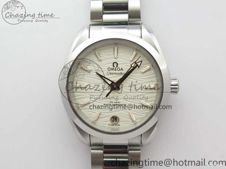 0121 Aqua Terra 150M 34mm Ladies SS VSF 1:1 Best Edition White Wave Dial RG Markers on SS Bracelet A WellDesigned 7928